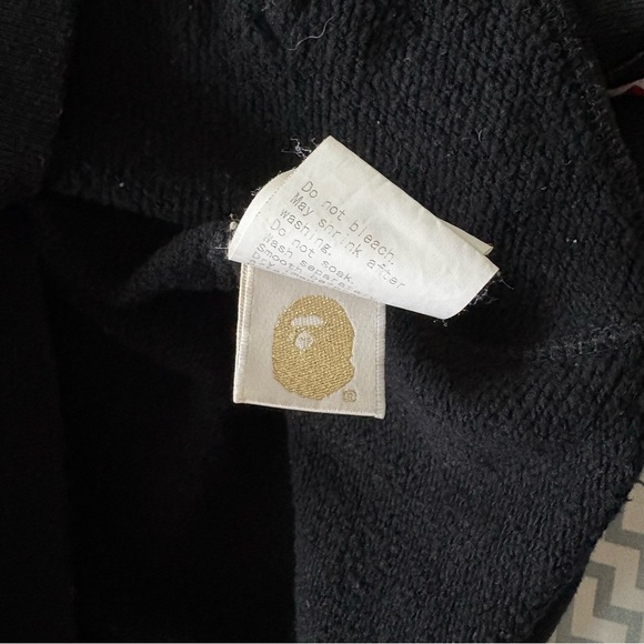 BAPE sz XS Black Full Zip Vest Shark Hoodie Fleece Bathing Ape Japan PONR - Picture 10 of 14